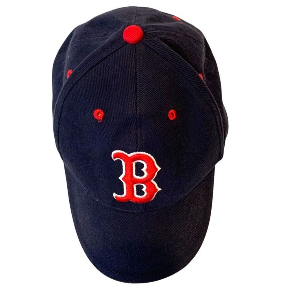 Boston Red Sox T.E.I. Mens Baseball Cap Blue 6 Panel Hook Loop 100% Cotton XS